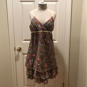 Split Cotton Floral Tiered Sundress, L